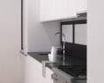 White Cabinets With Frosted Glass Contemporary Kitchen Design Big 3D 모델 