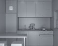 Scandinavian Contemporary Kitchen Design Small Modelo 3d