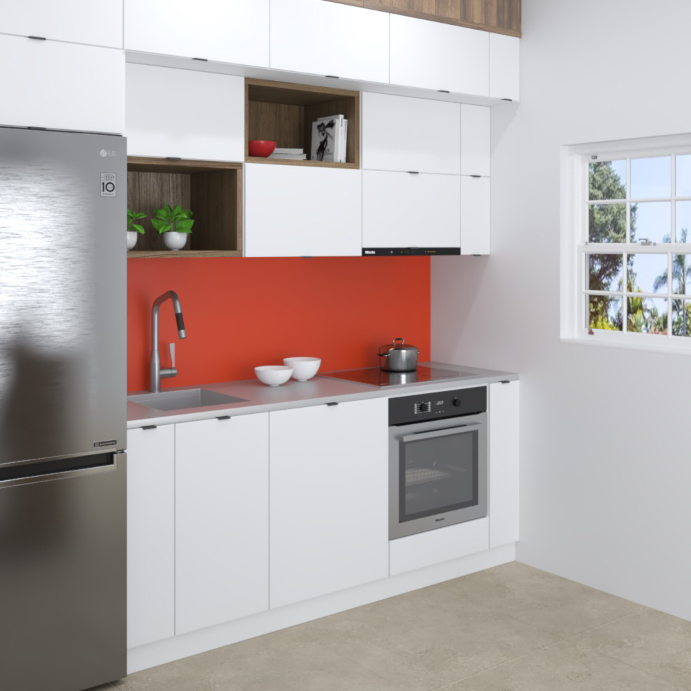 White Loft Contemporary Kitchen Design Small 3Dモデル