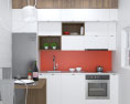 White Loft Contemporary Kitchen Design Small Modelo 3D