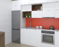 White Loft Contemporary Kitchen Design Small Modelo 3d