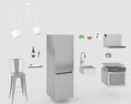 White Loft Contemporary Kitchen Design Small 3D模型
