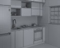 White Loft Contemporary Kitchen Design Small Modelo 3D