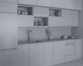 White Loft Contemporary Kitchen Design Medium 3D模型