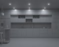White Loft Contemporary Kitchen Design Big 3D模型