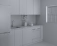 Light Wood Contemporary Kitchen Design Small Modèle 3d