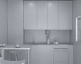 Light Wood Contemporary Kitchen Design Small 3D-Modell