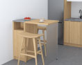 Light Wood Contemporary Kitchen Design Small Modelo 3d