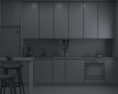 Light Wood Contemporary Kitchen Design Medium 3D 모델 
