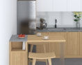 Light Wood Contemporary Kitchen Design Medium Modelo 3d