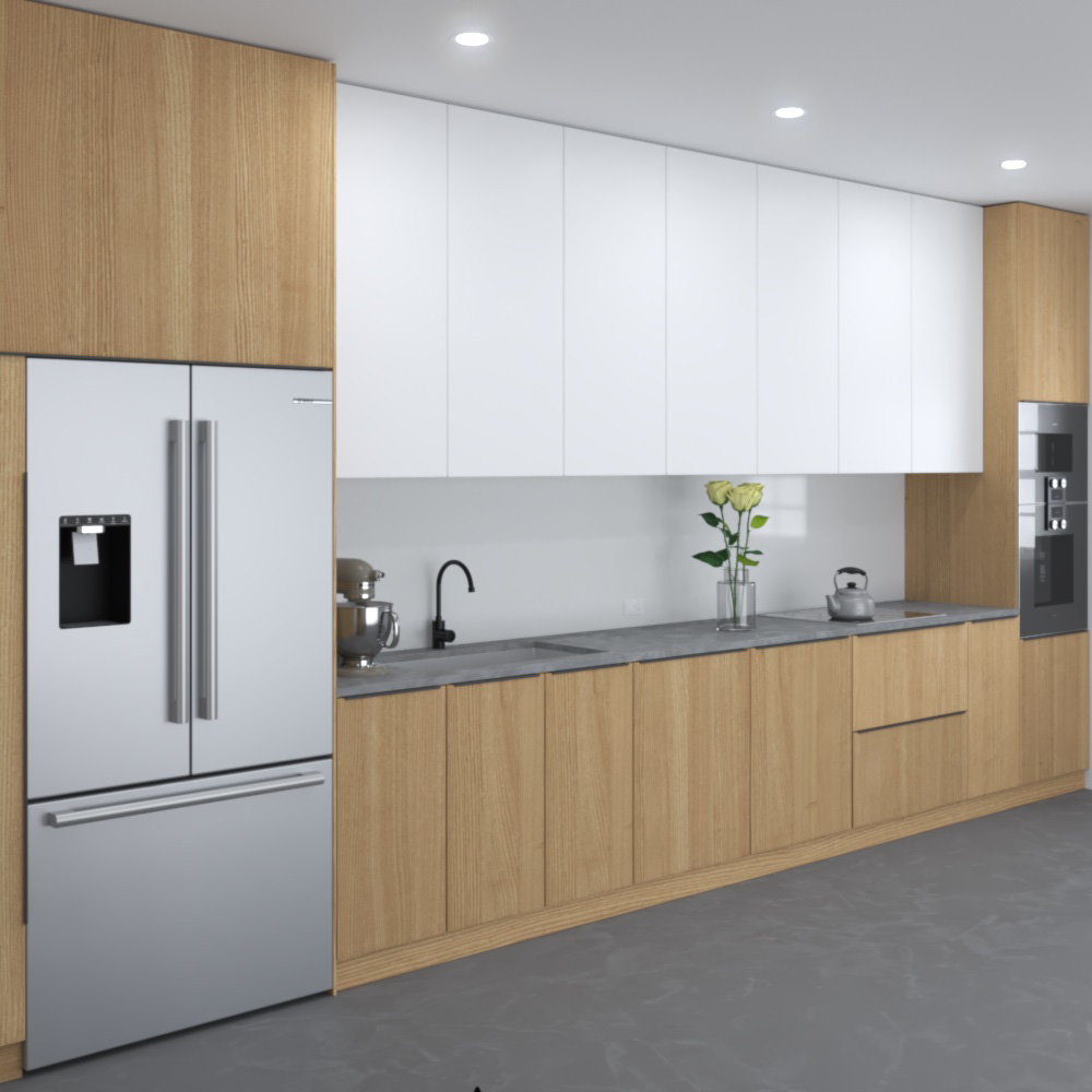 Light Wood Contemporary Kitchen Design Big Modèle 3D