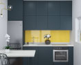 Graphite Loft Contemporary Kitchen Design Small Modèle 3d