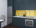 Graphite Loft Contemporary Kitchen Design Small Modello 3D