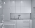 Graphite Loft Contemporary Kitchen Design Small Modello 3D