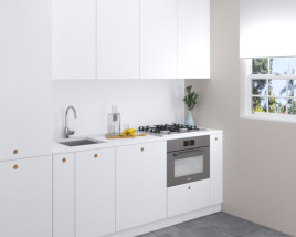 Modern White Kitchen Design Small Modello 3D