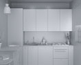 Modern White Kitchen Design Small Modello 3D