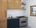 Modern Black And Wooden Kitchen Design Small 3D модель