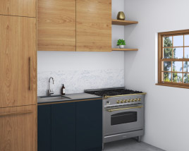 Modern Black And Wooden Kitchen Design Small Modèle 3D