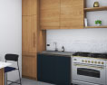 Modern Black And Wooden Kitchen Design Small 3Dモデル