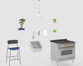 Modern Black And Wooden Kitchen Design Small 3Dモデル