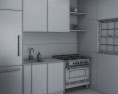 Modern Black And Wooden Kitchen Design Small Modelo 3d