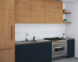 Modern Black And Wooden Kitchen Design Medium 3D model