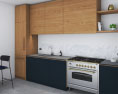 Modern Black And Wooden Kitchen Design Medium 3d model