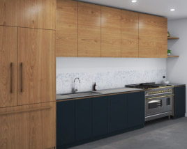 Modern Black And Wooden Kitchen Design Big 3D модель