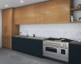 Modern Black And Wooden Kitchen Design Big Modelo 3d