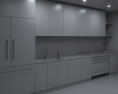 Modern Black And Wooden Kitchen Design Big 3D-Modell