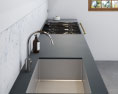 Modern Black And Wooden Kitchen Design Big Modèle 3d