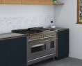Modern Black And Wooden Kitchen Design Big 3d model