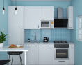 Traditional Kitchen White And Blue Design Small 3D 모델 