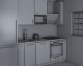Traditional Kitchen White And Blue Design Small Modèle 3d