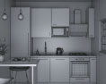 Traditional Kitchen White And Blue Design Small 3D модель