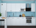 Traditional Kitchen White And Blue Design Medium 3D 모델 