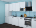 Traditional Kitchen White And Blue Design Medium 3D-Modell