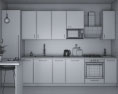 Traditional Kitchen White And Blue Design Medium 3d model