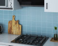 Traditional Kitchen White And Blue Design Medium 3d model