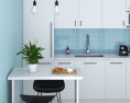 Traditional Kitchen White And Blue Design Medium Modèle 3d