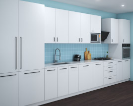 Traditional Kitchen White And Blue Design Big Modèle 3D