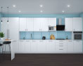 Traditional Kitchen White And Blue Design Big Modelo 3d