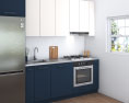 Contemporary Kitchen Blue Design Small 3D-Modell