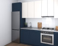 Contemporary Kitchen Blue Design Small Modèle 3d