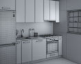Contemporary Kitchen Blue Design Small 3D 모델 
