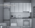 Contemporary Kitchen Blue Design Small Modello 3D