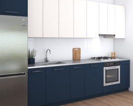 Contemporary Blue Kitchen Design Medium 3D 모델 