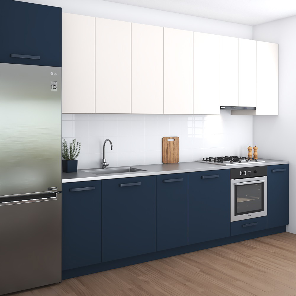 Contemporary Blue Kitchen Design Medium Modèle 3D