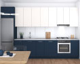 Contemporary Blue Kitchen Design Medium 3Dモデル