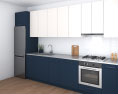 Contemporary Blue Kitchen Design Medium 3d model